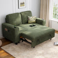 LINSY HOME Loveseat Sofa Couch with USB Charging & Cup Holders, Convertible Pull Out Couch Chaise 2 Seater Sofa, Comfy Plush Corduroy Love Seat for Small Spaces Living Room Apartment (Green)