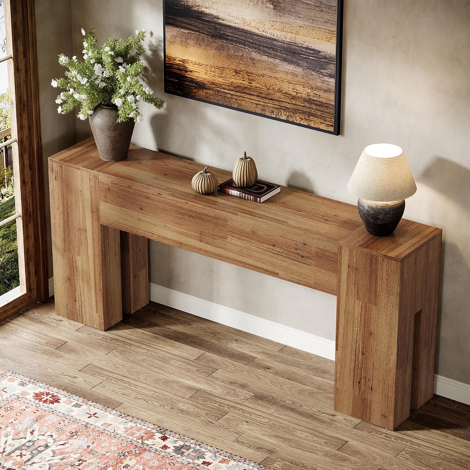 Tribesigns 71-Inch Long Console Table for Entryway, Farmhouse Sofa Console Behind Couch, Entry Table for Hallway, Foyer, Living Room, Rustic Wood
