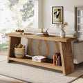 Tribesigns 70.86-Inch Long Sofa Table for Living Room, 2-Tier Narrow Console Table with Storage, Wood Foyer Entryway Couch Table for Hallway, Entrance (Light Oak Brown)