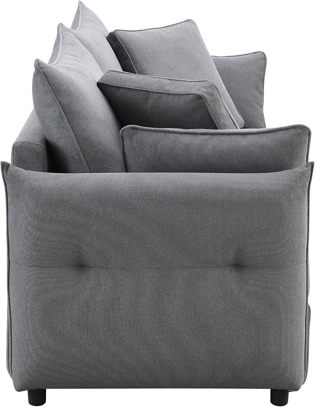 Acme Irina Fabric Upholstered Sofa with Pull-Out Sleeper and 4 Pillows in Gray