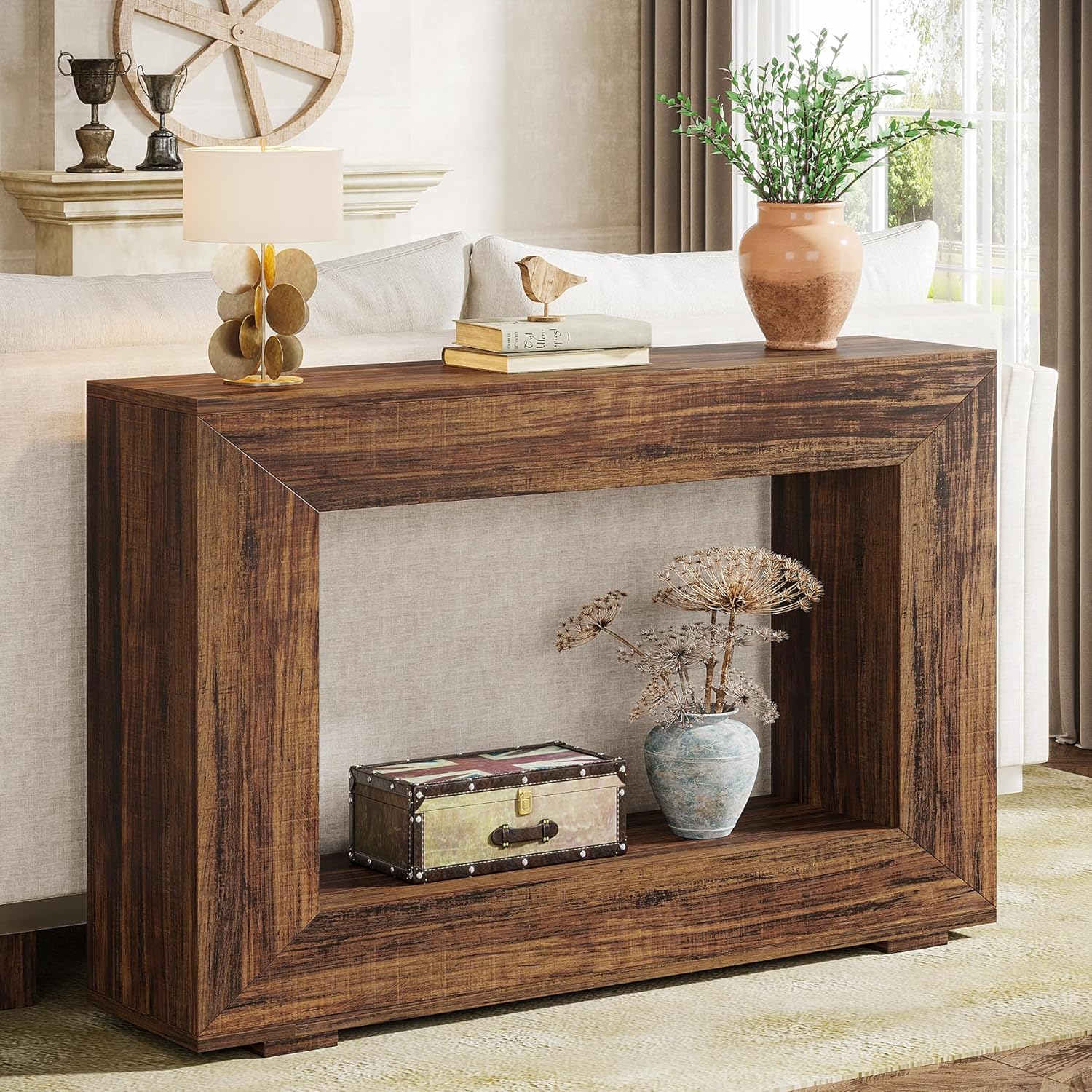 Tribesigns Farmhouse Console Table, 47 Inches Entryway Console Table with Storage, Industrial Hallway Accent Table for Living Room, Entrance