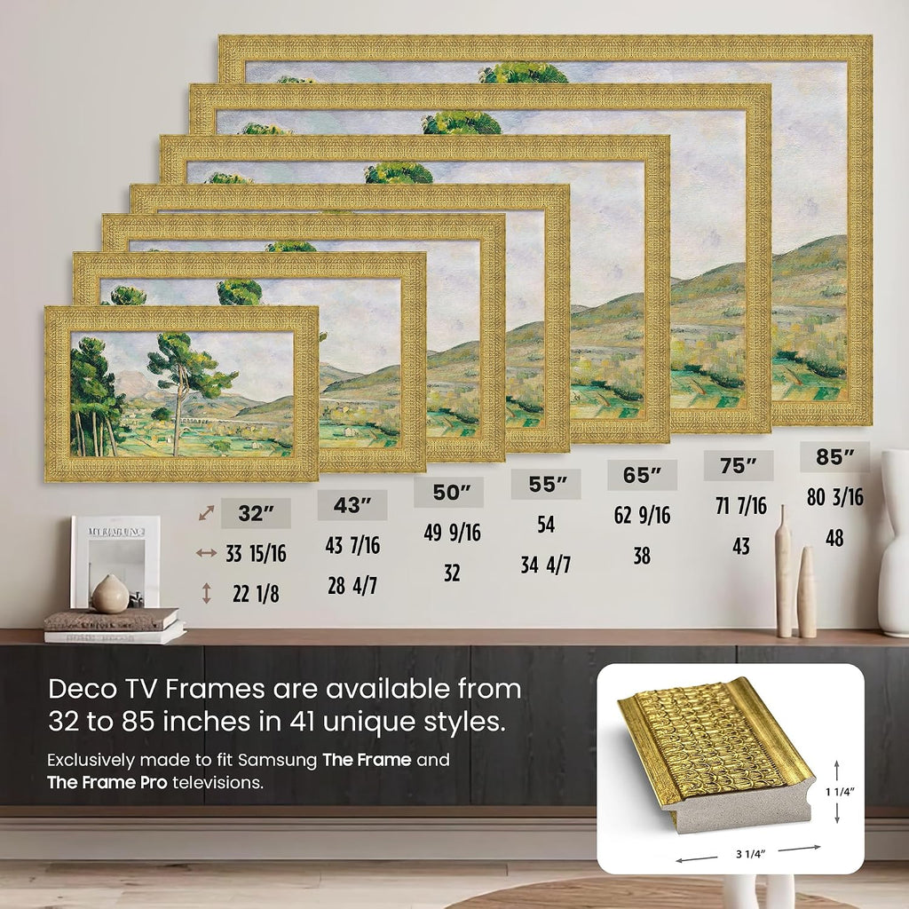 Gatsby Gold 43' Premiere Deco TV Frame - Compatible ONLY with Samsung The Frame TVs (Fits 2021-2026, LS03A, LS03B, LS03C, LS03D, LS03FA)