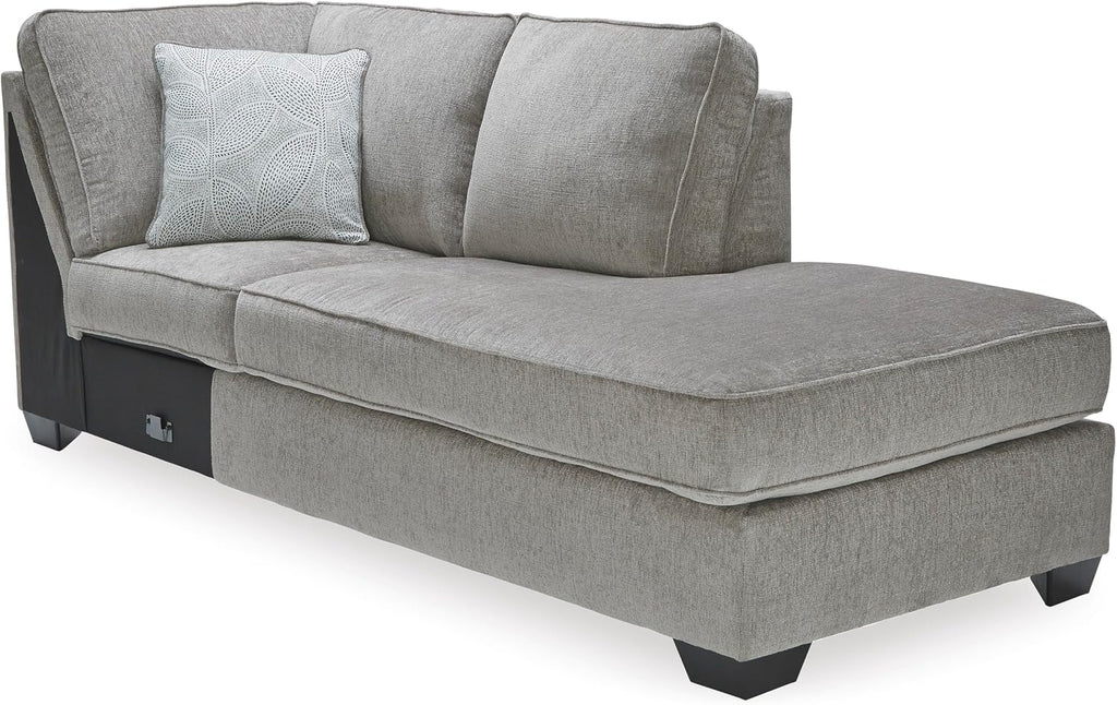 Signature Design by Ashley Altari Urban Right-Arm Facing 2-Piece Sleeper Sectional with Chaise, Loose Seat Cushions, 2 Throw Pillows and Bi-Fold Memory Foam Mattress, Full, Light Gray