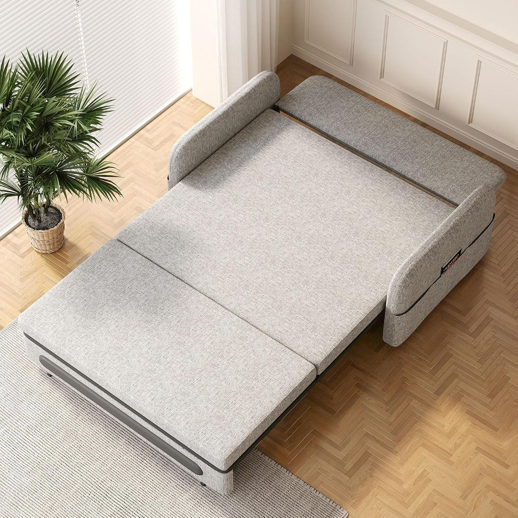 Pull-Out Sofa Bed - Versatile Futon Sleeper Couch for Living Room and Small Spaces(34.25'' D x 59.84'' W x 37.4'' H)- Gray/White RV Lounge (61.61' Gray)