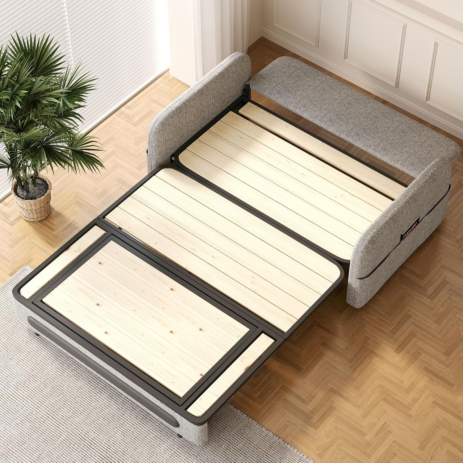 Pull-Out Sofa Bed - Versatile Futon Sleeper Couch for Living Room and Small Spaces(34.25'' D x 59.84'' W x 37.4'' H)- Gray/White RV Lounge (61.61' Gray)
