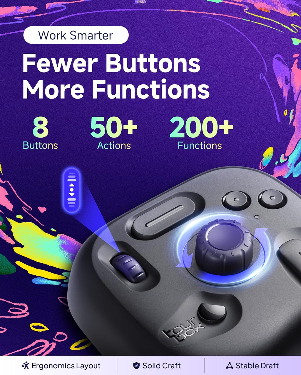 TourBox Lite Bluetooth - Drawing Bundle with Device & Clip Studio Paint Debut (Activation Card), Artist Go-to Compact Macro Keypad Editing Keyboard with Custom Software - CSP Starter Wireless Kit