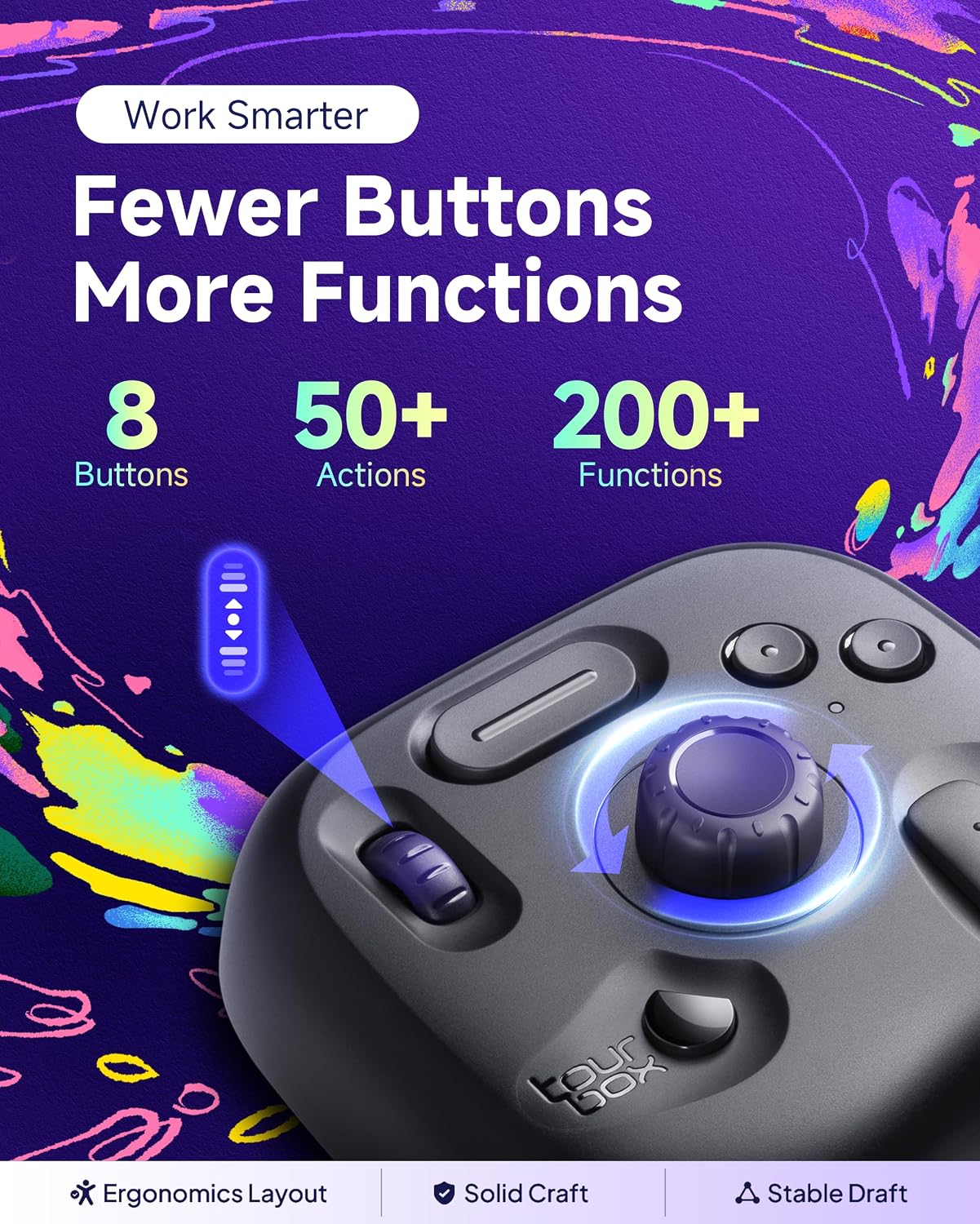 TourBox Lite Bluetooth - Drawing Bundle with Device & Clip Studio Paint Debut (Activation Card), Artist Go-to Compact Macro Keypad Editing Keyboard with Custom Software - CSP Starter Wireless Kit