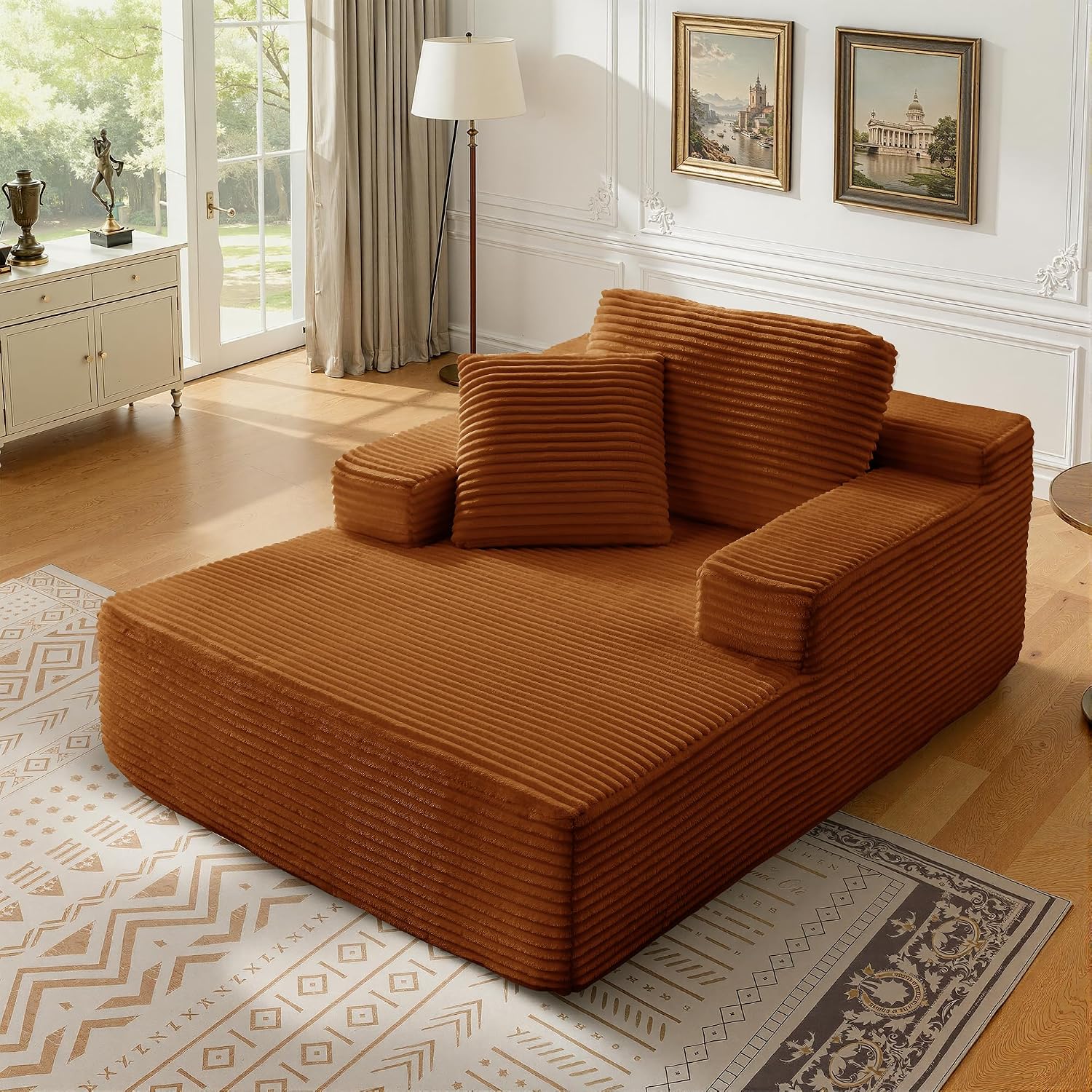 68.5' Oversized Chaise Lounge Chair Indoor, Boneless Sleeper Sofa Bed with Pillows, Deep Seat Sleeper Couch Reading Chairs, Cloud Sofas Couches for Living Room, No Assembly Required