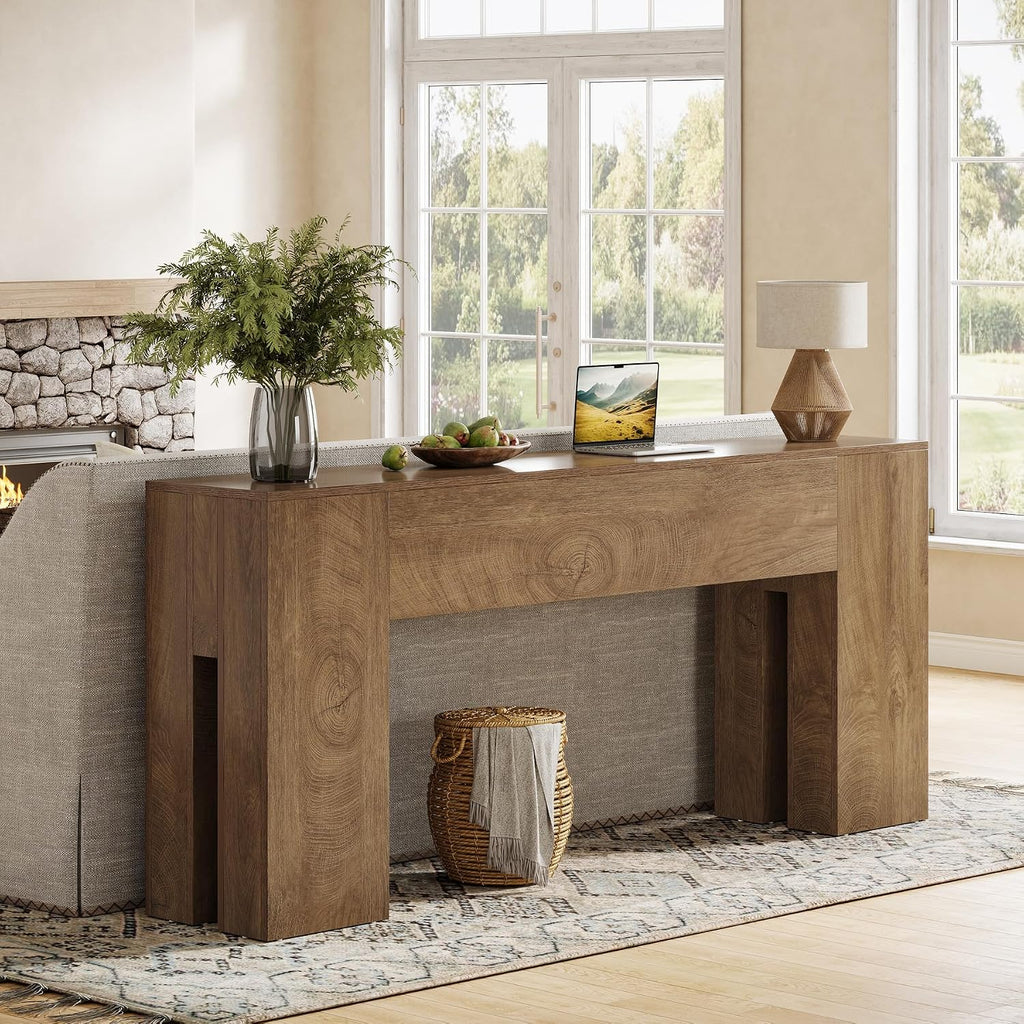 Tribesigns 71-Inch Long Console Table for Entryway, Farmhouse Sofa Console Behind Couch, Entry Table for Hallway, Foyer, Living Room, Natural Oak