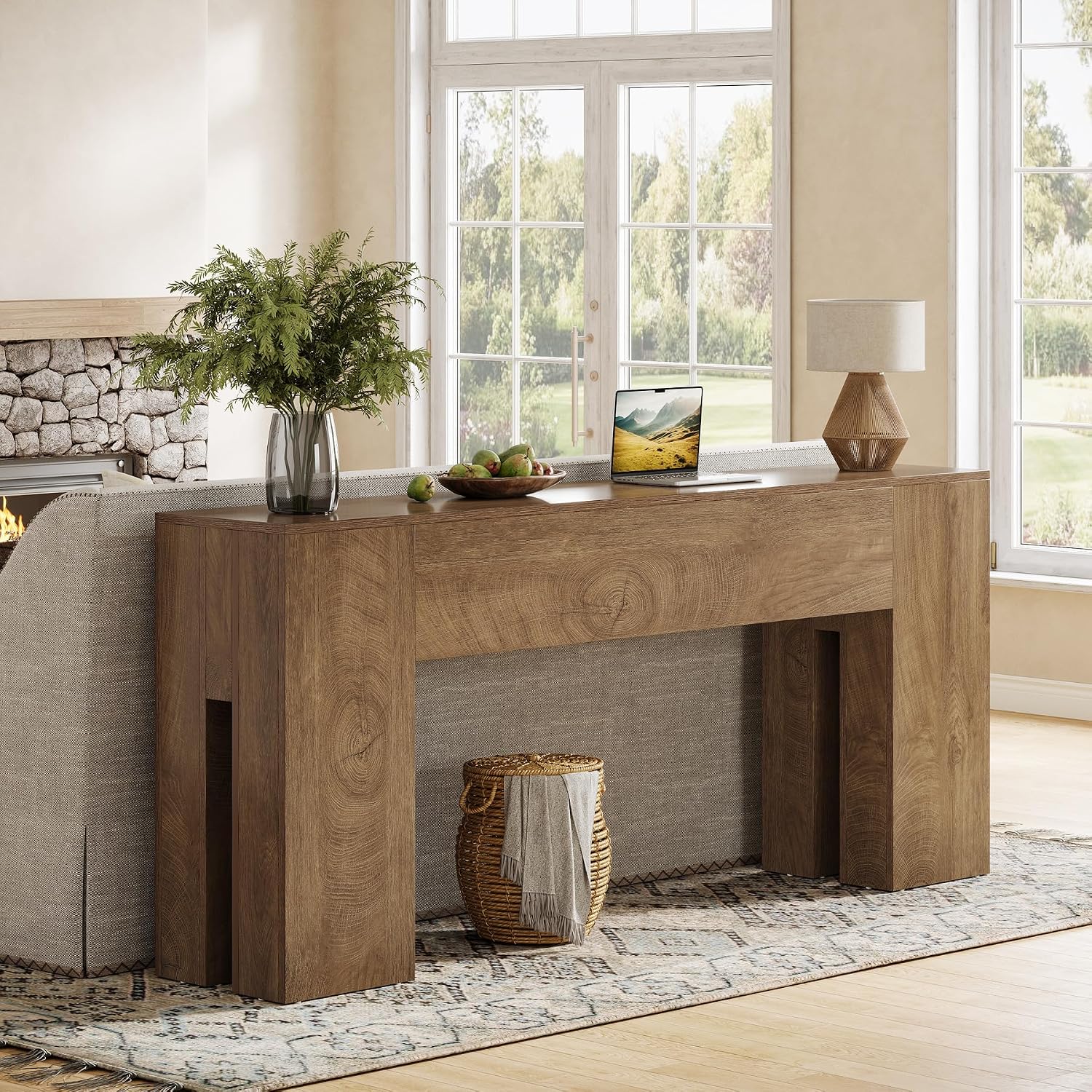 Tribesigns 71-Inch Long Console Table for Entryway, Farmhouse Sofa Console Behind Couch, Entry Table for Hallway, Foyer, Living Room, Natural Oak
