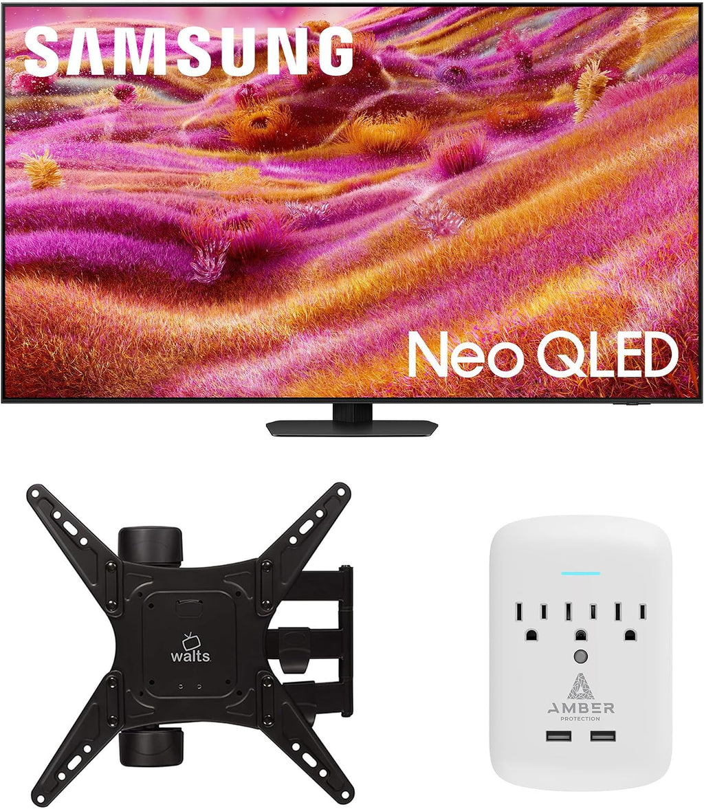Samsung QN65QN90FAFXZA 65 Inch Neo QLED 4K QN90F Vision AI Smart TV with a Walts Medium Full Motion Mount and Amber Protection 3-Outlet-Surge Surge Protector (2025)
