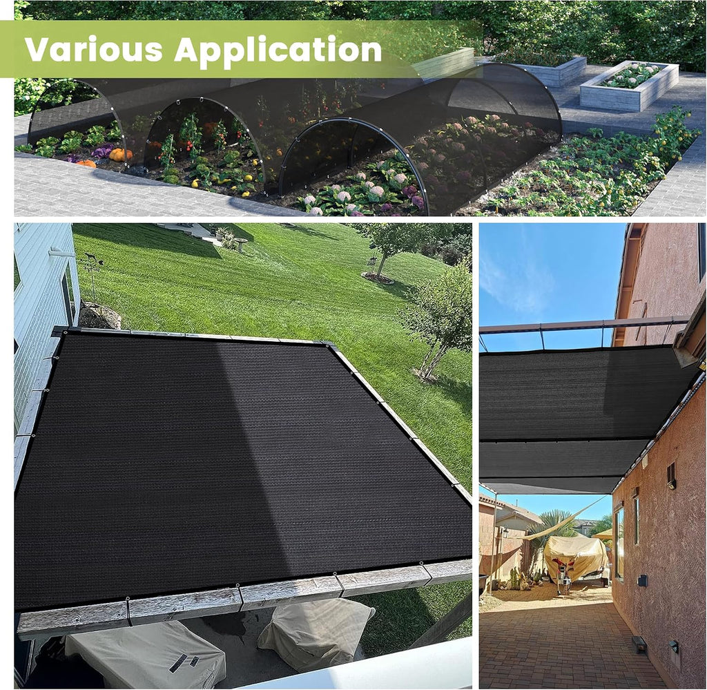 90% Customized Size Shade Cloth, 14x20FT Durable Black Mesh Trap with Every 3 FT Grommet, Sun Shade Fabric Netting for Patio Garden Pergola Cover Canopy