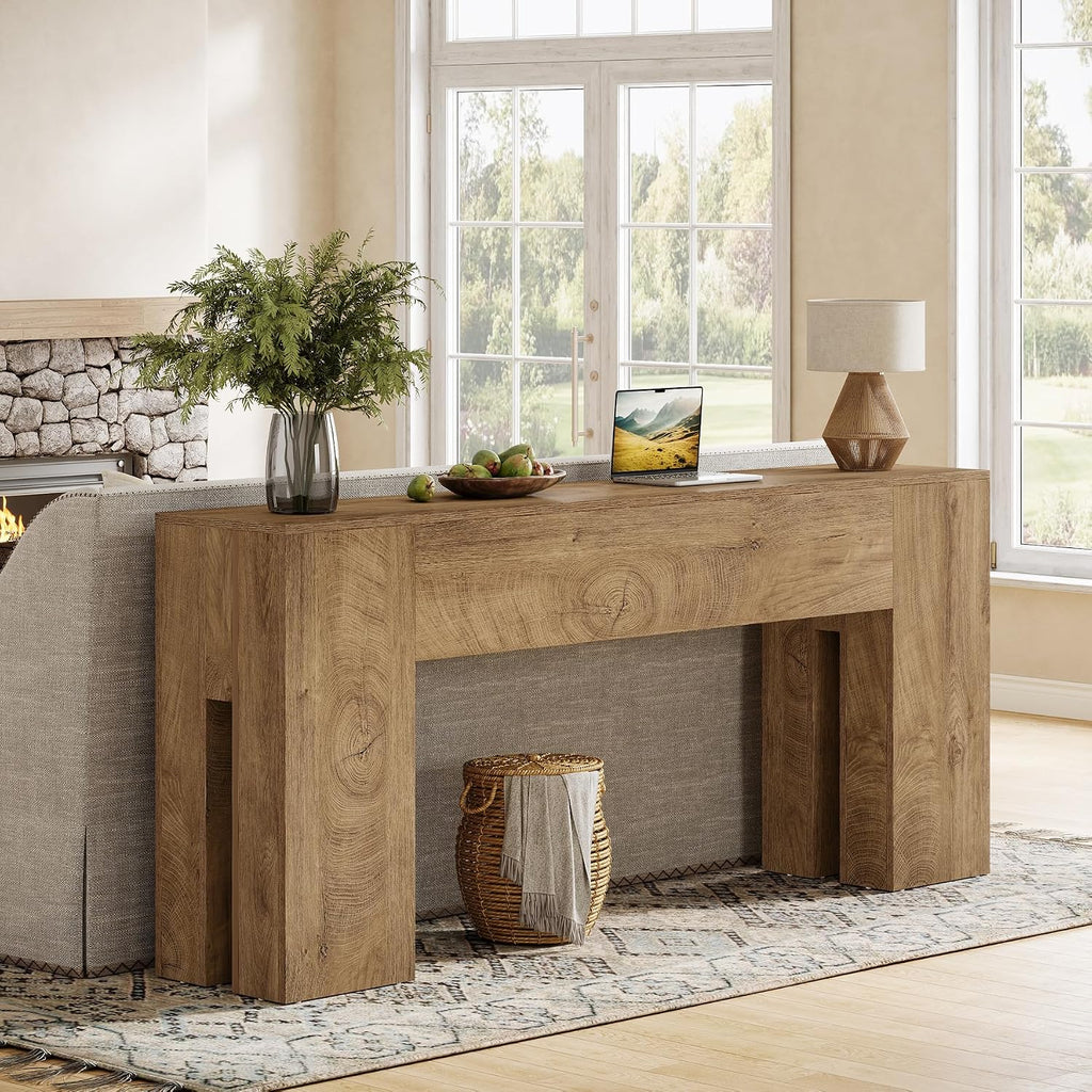 Tribesigns 71-Inch Long Console Table for Entryway, Farmhouse Sofa Console Behind Couch, Entry Table for Hallway, Foyer, Living Room, Burlywood