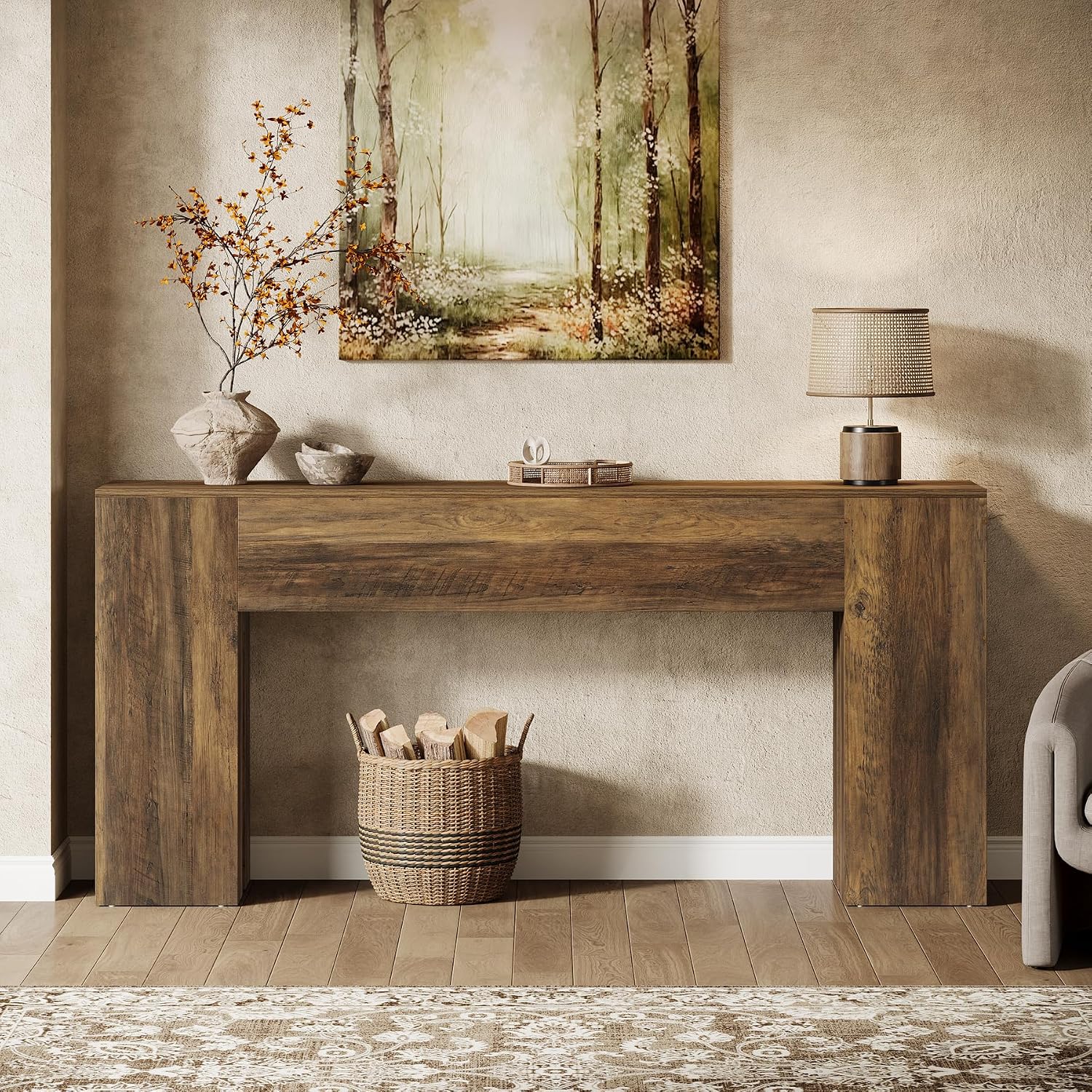 Tribesigns 71-Inch Long Console Table for Entryway, Farmhouse Sofa Console Behind Couch, Entry Table for Hallway, Foyer, Living Room, Brown