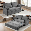 60' Sleeper Sofa Bed, 2-in-1 Pull Out Couch with USB/Type-C Charging & Side Pockets, Convertible Corduroy Loveseat Chaise Lounge, Space-Saving Sofa for Living Room, Grey