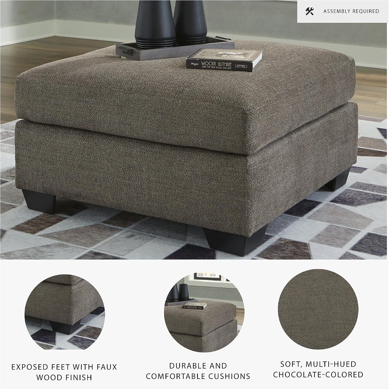 Signature Design by Ashley Mahoney Contemporary Oversized Accent Ottoman, Brown