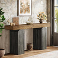 Tribesigns 63' Long Entryway Table, Farmhouse Console Table with 2 Arched Pedestal Legs, Wooden Sofa Console Behind The Couch for Entrance, Hallway, Living Room (Vintage Brown & Grey)