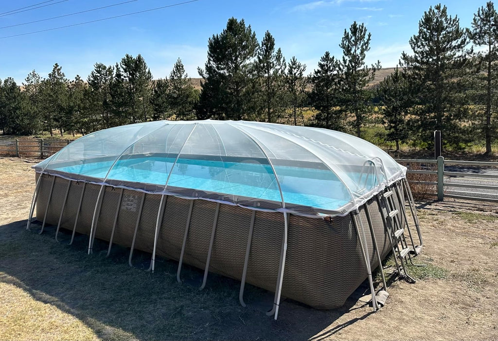 Pool Net Dome for 12' Wide x 20' - 21' Long Rectangular and Oval Pools | 6 of 7 Parts Included. NOT Included are THE Poles Made of Inexpensive PVC Pipe to BE Purchased BY Customer.