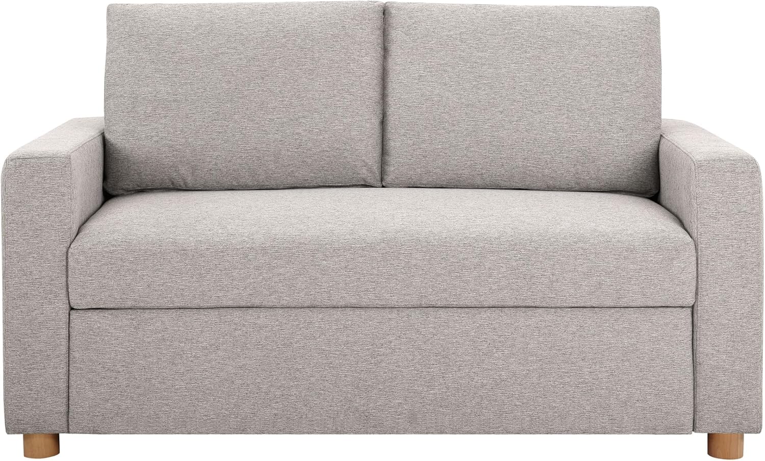 Serta Tulsa 66.1' Convertible Sleeper Loveseat, Full Size, Dreamcoil Comfort, FingerGuard Pinch Point Protection, Woven Fabric, Light Grey