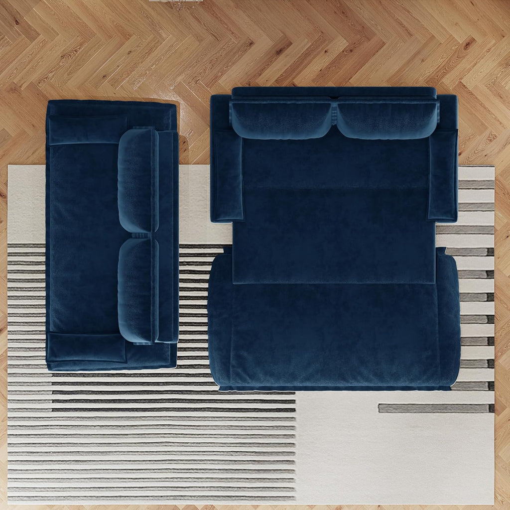 73.2' Sleeper Sofa Bed Queen Size, 3-in-1 Convertible Couch, Modern Pull Out Couches, Comfy Velvet Futon Sofa, Cloud Loveseat Lounge, Pillow Arm for Small Spaces, Living Room, Apartment, Blue