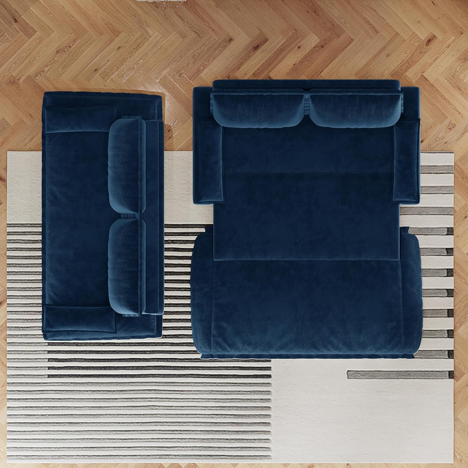 73.2' Sleeper Sofa Bed Queen Size, 3-in-1 Convertible Couch, Modern Pull Out Couches, Comfy Velvet Futon Sofa, Cloud Loveseat Lounge, Pillow Arm for Small Spaces, Living Room, Apartment, Blue
