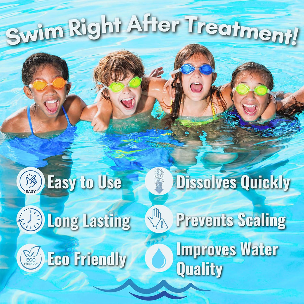 Non-Chlorine 4 in 1 Shock, for Pools and Spas. Fast Acting, Quick Dissolving, Shock, Sanitizes, Clarifies, Eliminates Algae & Prevents Stains. Reduces Harsh Chlorine Usage (25 lb)