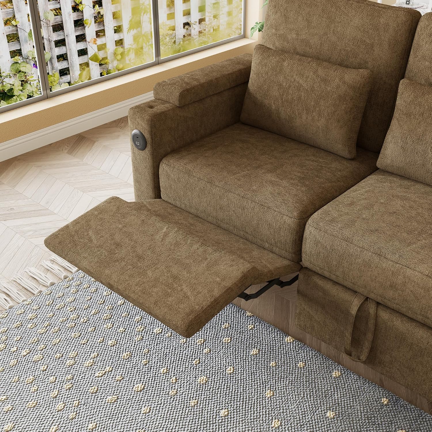 Sleeper Sofas Convertible Couches Reclining Sectional, Oversized Convertible Sofa Bed with Reclining Chair, Modern 3-Seater Sectional Couches for Living Room