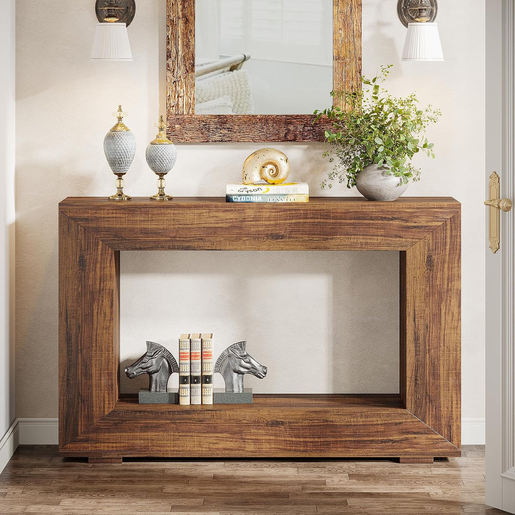 Tribesigns Farmhouse Console Table, 47 Inches Entryway Console Table with Storage, Industrial Hallway Accent Table for Living Room, Entrance