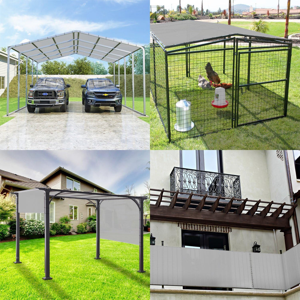 Windscreen4less 8' x 12' Waterproof Sun Shade Sail Straight Edge Outdoor Canopy Cover UV Block for Lawn Patio Backyard Garden Deck Pergola (Light Gray)