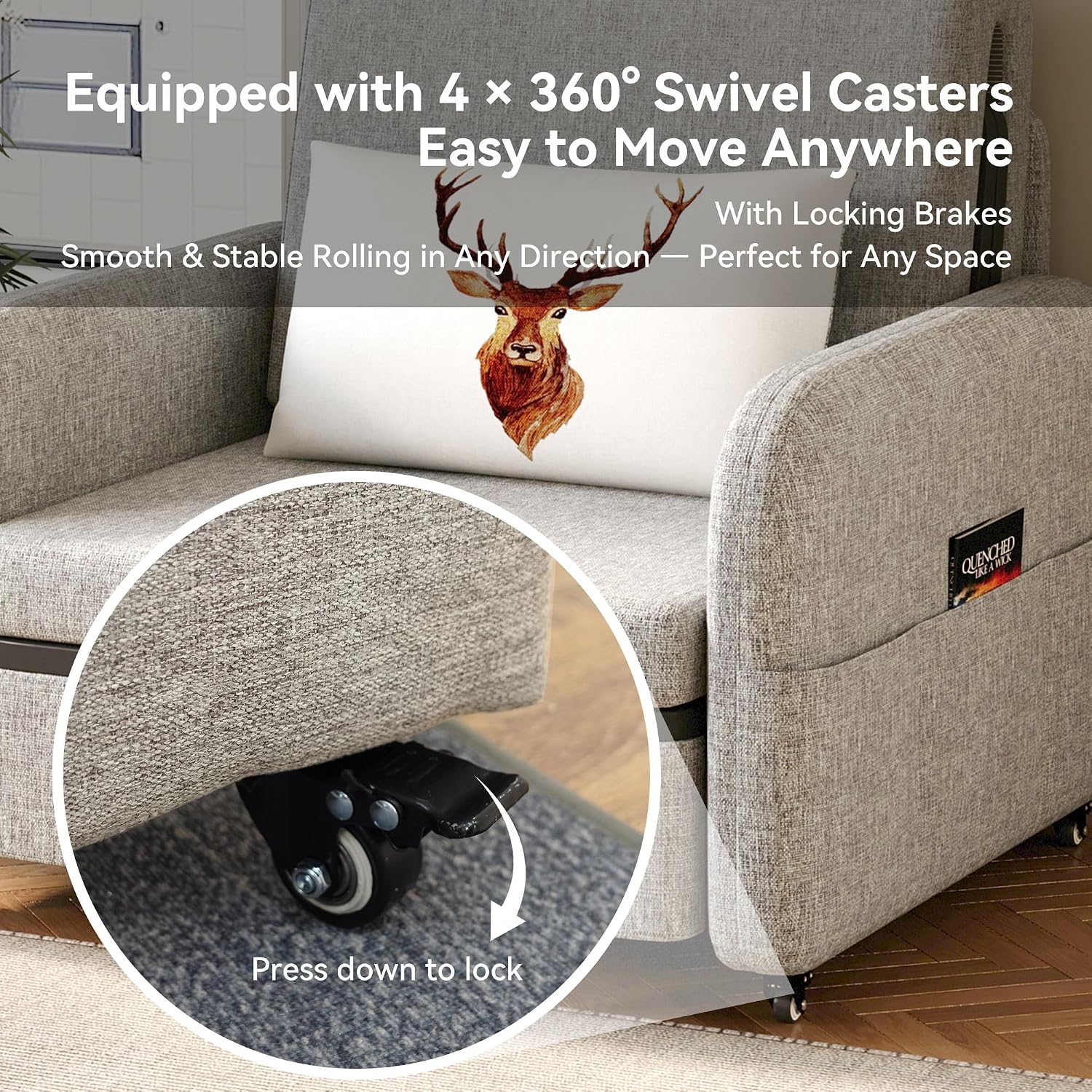 34.6' Pull Out Sofa Bed, Convertible Sleeper Sofa, 2-in-1 Couch Bed for Living Room & Small Spaces, RV Sofa Bed, Multi-Functional Folding Loveseat, Gray