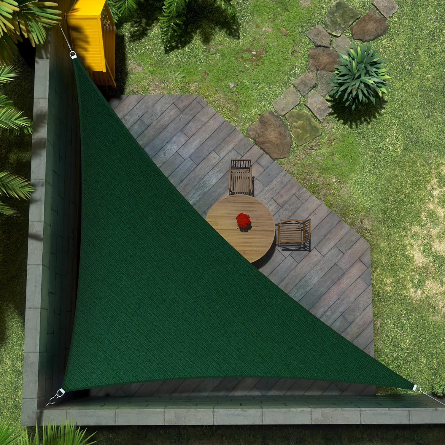 Amgo Custom Size 14' x 20' x 24.4' Green Right Triangle Sun Shade Sail UPF50+ AGTAPT22, Order to Make Canopy Awning, 95% UV Blockage, Water & Air Permeable, Commercial Standard (We Customize)