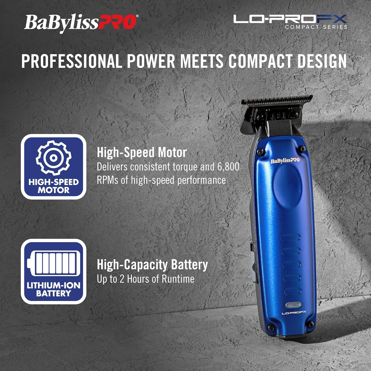 BaBylissPRO High-Performance Compact LO-PROFX Trimmers for Men