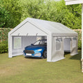 Aprilsoul Outdoor 13x20 FT Carport, Duty Canopy Storage Shed with Mesh Windows and Galvanized Steel Tube, All-Season Tarp, Wide Range of Appliaction for Car, Boat and Reunion, White