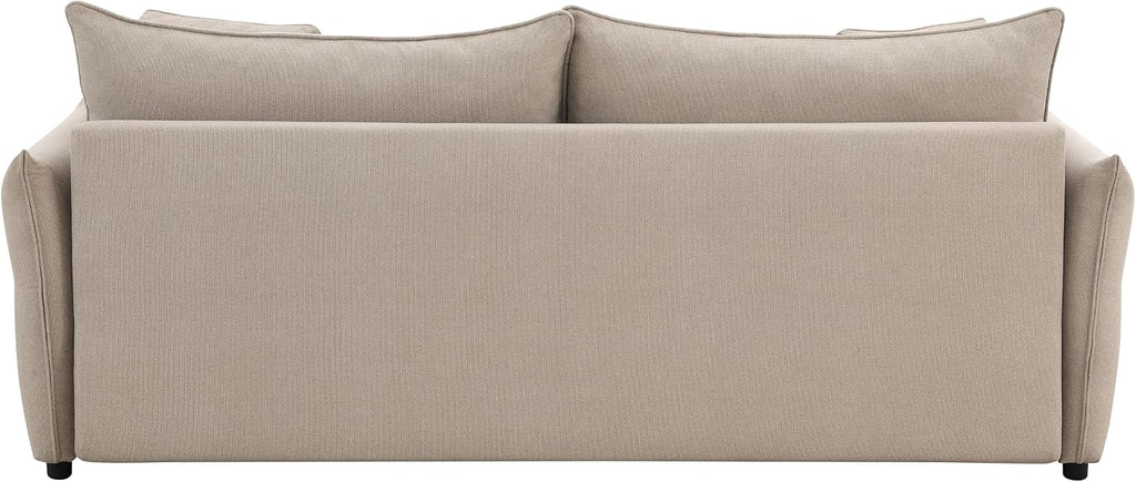 Acme Irina Fabric Upholstered Sofa with Full Size Sleeper and 4 Pillows in Beige