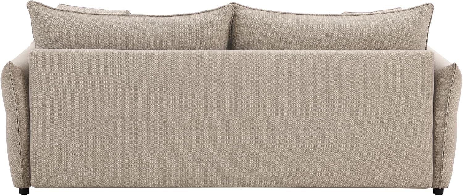 Acme Irina Fabric Upholstered Sofa with Full Size Sleeper and 4 Pillows in Beige