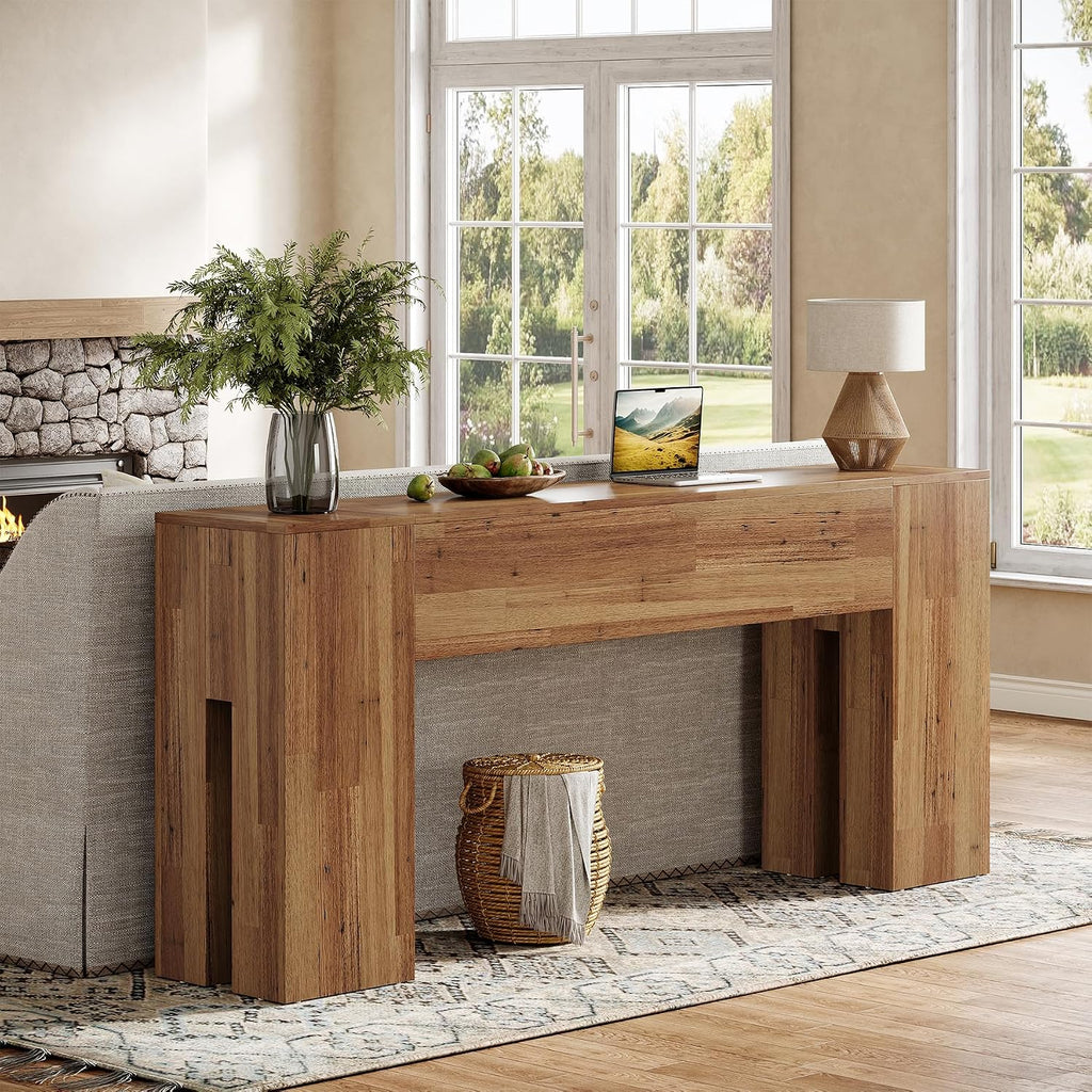 Tribesigns 71-Inch Long Console Table for Entryway, Farmhouse Sofa Console Behind Couch, Entry Table for Hallway, Foyer, Living Room, Rustic Wood