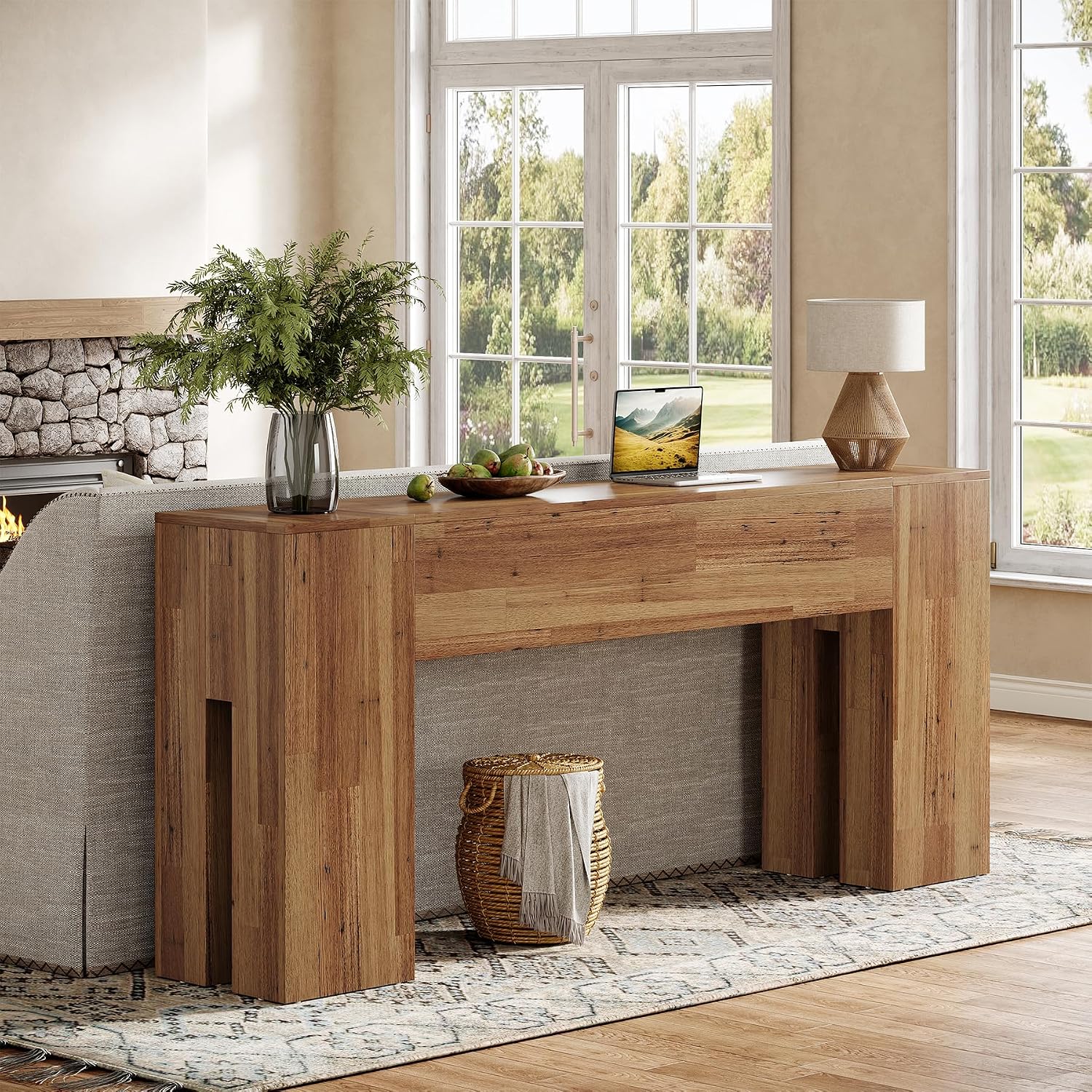 Tribesigns 71-Inch Long Console Table for Entryway, Farmhouse Sofa Console Behind Couch, Entry Table for Hallway, Foyer, Living Room, Rustic Wood