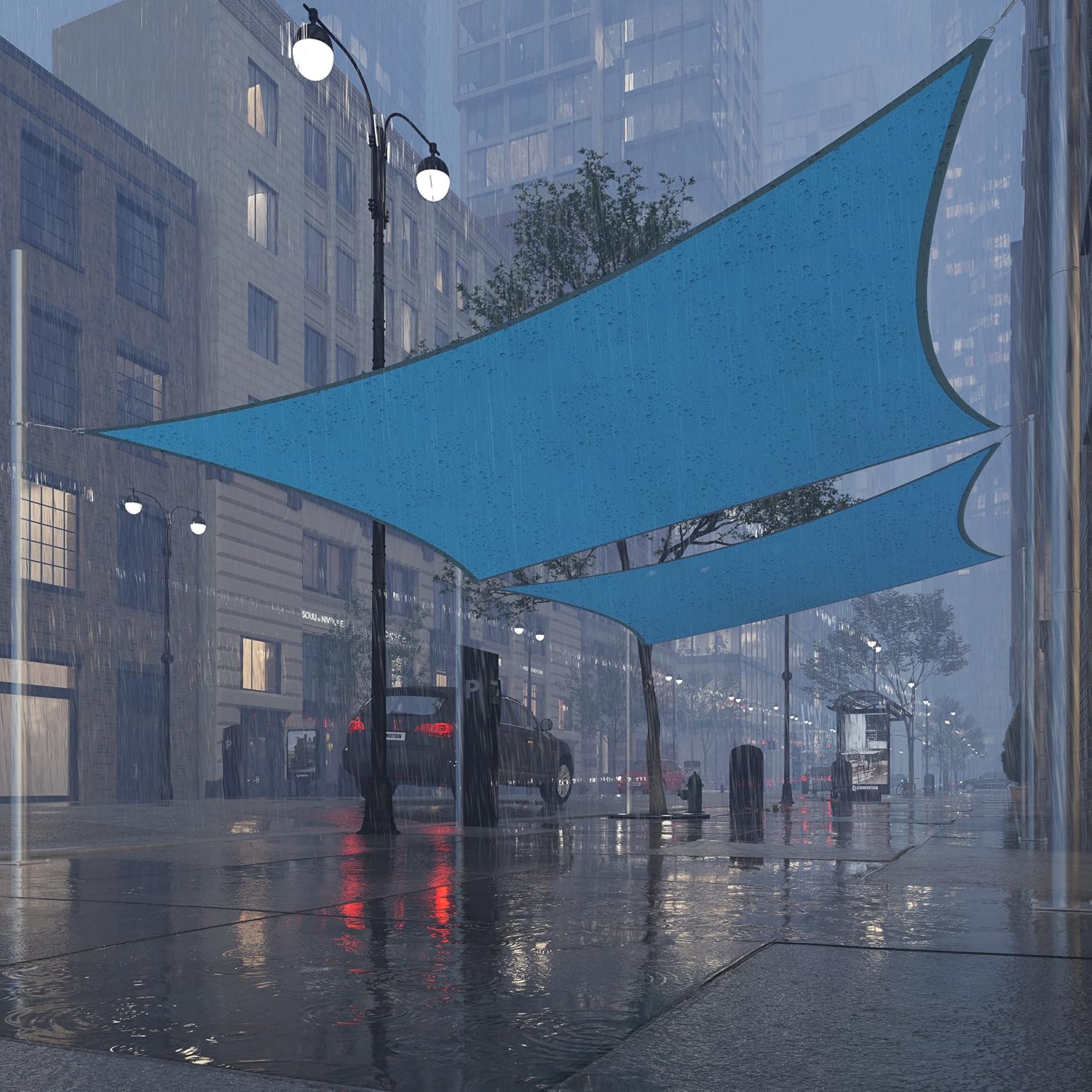 Royal Shade 14' x 20' Blue Rectangle Waterproof Sun Shade Sail RS-SLR Canopy Awning Shelter, UPF50+ 98% UV Blockage UV & Water Resistant, Outdoor Patio Garden Carport (We Make Custom Size)