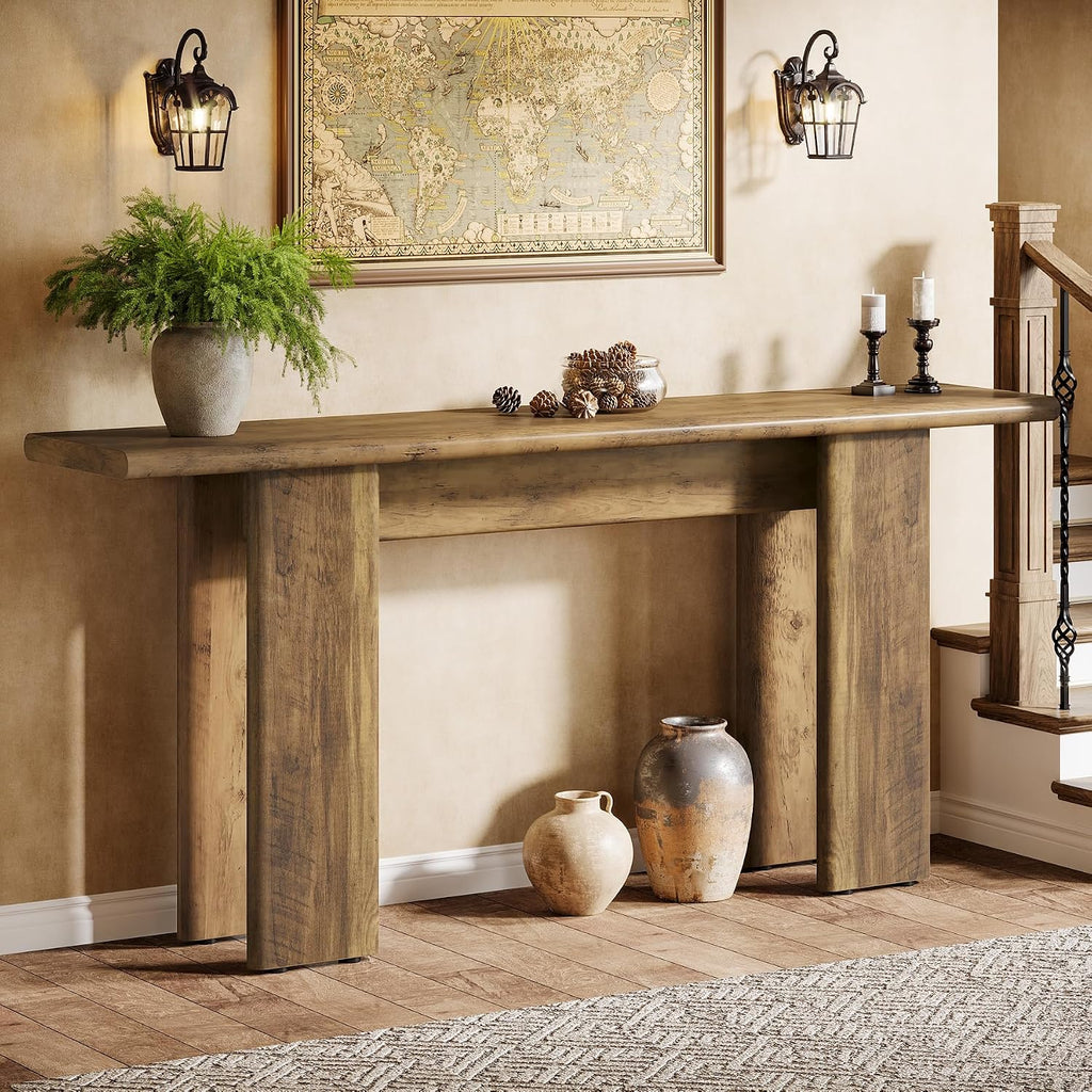 Tribesigns 70.87' Extra Long Console Table for Entryway, Mid-Century Modern Sofa Table Behind Couch for Entry, Entrance, Hallway, Living Room, Narrow Long, Brown