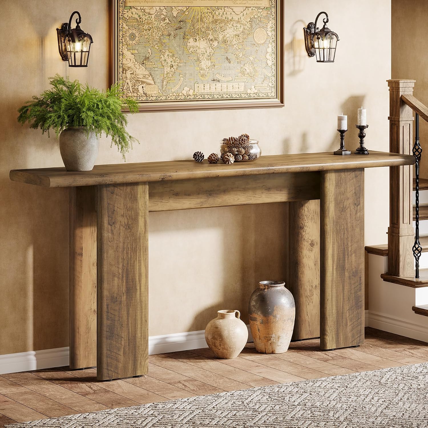 Tribesigns 70.87' Extra Long Console Table for Entryway, Mid-Century Modern Sofa Table Behind Couch for Entry, Entrance, Hallway, Living Room, Narrow Long, Brown