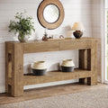Tribesigns 63' Console Table with 2 Drawers, Farmhouse Entryway Table with Storage Shelf and Sturdy Legs, Wooden Sofa Table for Living Room, Hallway, Entrance (Brown)