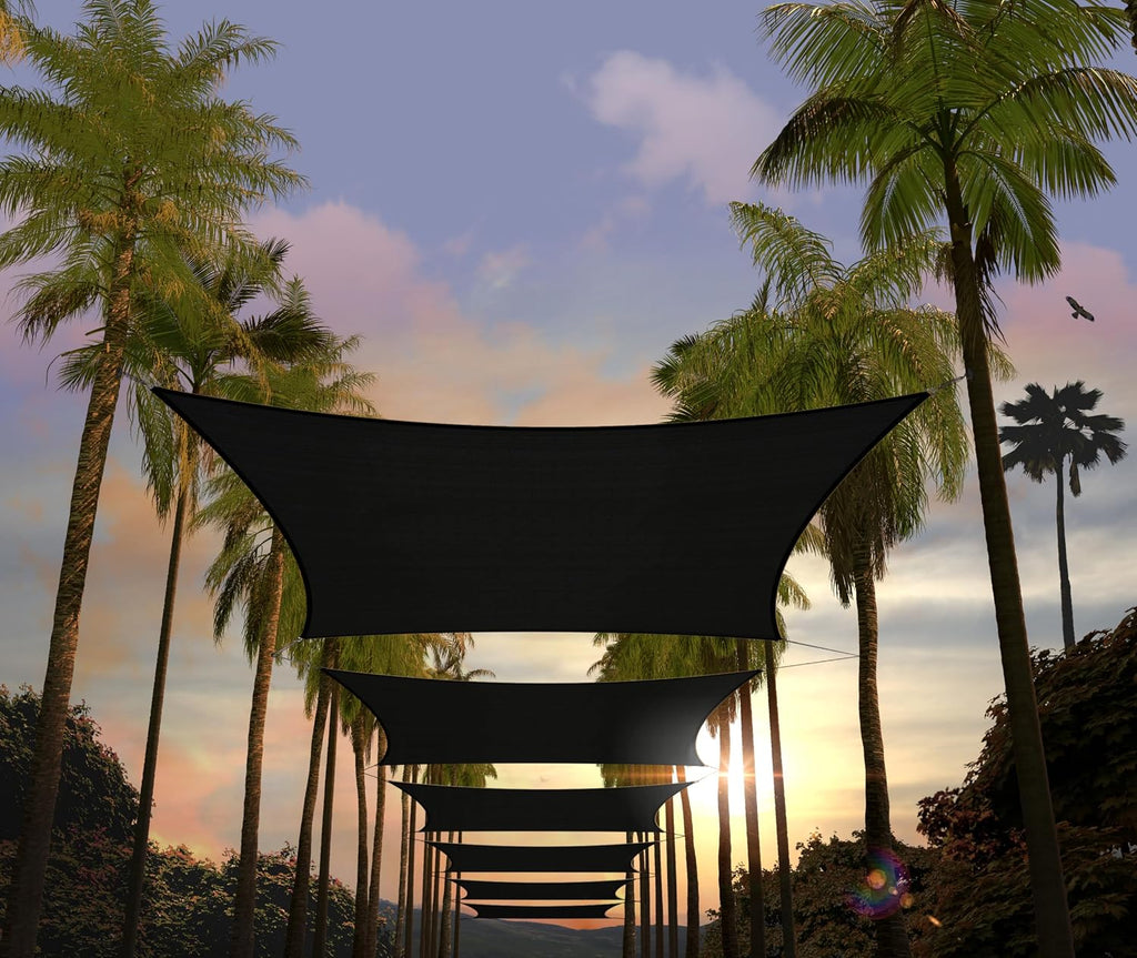 Amgo Custom Size 14' X 20' Black Rectangle Square Sun Shade Sail UPF50+ AGTAPR1016, Order to Make Canopy Awning, 95% UV Blockage, Water & Air Permeable, Commercial and Residential (We Customize)