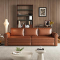 93.7' King Size Sofa Bed Couch,PU Leather 3-in-1 Convertible Pull Out Sleeper Sofa Bed,Chesterfield Sofa with Nailhead Trim and Rolled Arm,Light Brown