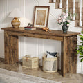 Tribesigns Farmhouse Console Table, 70.9-Inch Extra Long Console Table, Wood Sofa Table Behind Couch with Widened Tabletop & Sturdy Double Pedestal for Living Room, Hallway, Foyer (Rustic Brown)