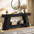 Tribesigns 70.9' Extra Long Console Table, Farmhouse 2-Tier Wooden Sofa Table, Rustic Entryway Tables with Open Storage Shelf for Entrance, Hallway, Living Room (Black)
