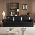 93.7' King Size Sofa Bed Couch,PU Leather 3-in-1 Convertible Pull Out Sleeper Sofa Bed,Chesterfield Sofa with Nailhead Trim and Rolled Arm,Black