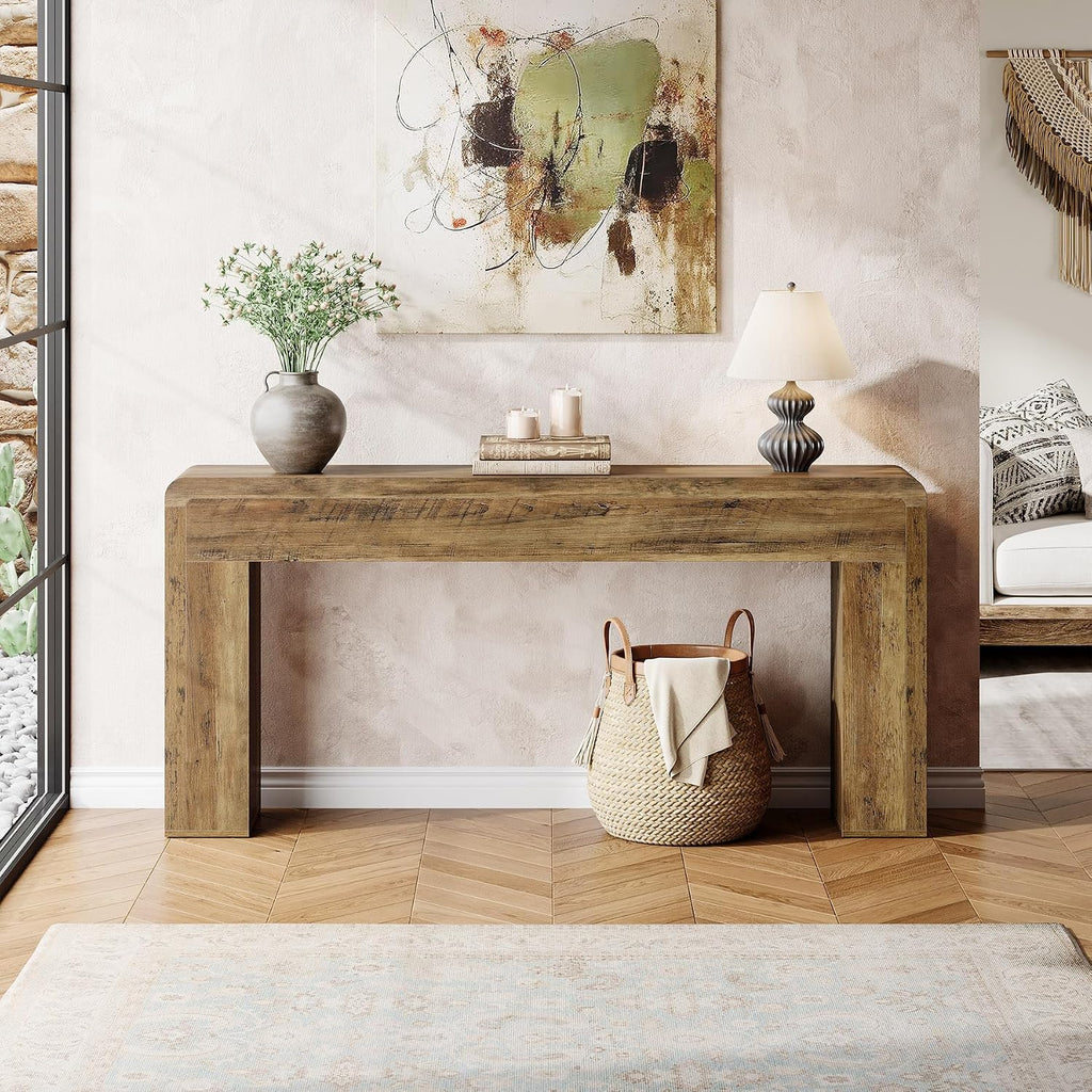 Tribesigns 70.9-Inch Extra Long Console Table, Rustic Wooden Sofa Table Behind Couch, Farmhouse Entryway Console for Living Room, Entryway, Hallway, Foyer (Brown)