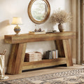 Tribesigns 70.9 Inch Long Console Tables, Farmhouse Entryway Table with Storage, 2-Tier Sofa Table Behind Couch for Entrance, Hallway, Living Room (Rustic Brown)