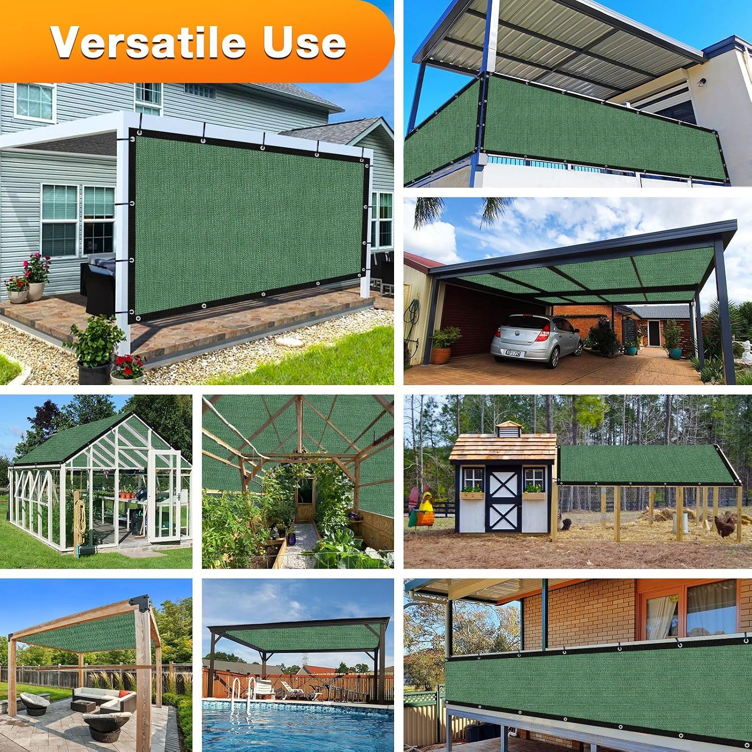 Artpuch Outdoor Pergola Shade Cover 14x20 FT Sun Shade Cloth with Grommets Green Commercial Grade Patio Privacy Screen Shade Canopy (Customized Available) GN07