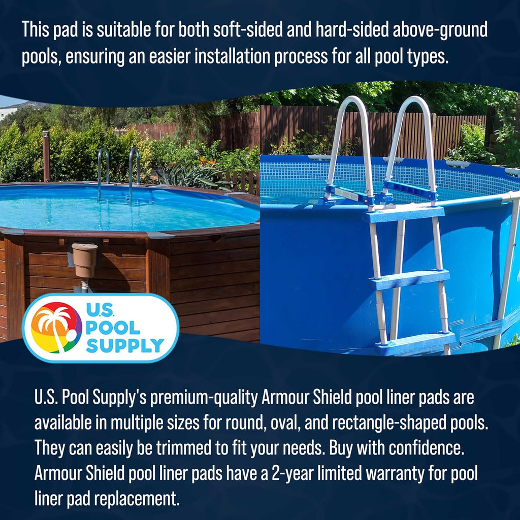 U.S. Pool Supply Ground Shield 18-Foot x 34-Foot Oval Heavy Duty Pool Liner Pad for Above Ground Swimming Pools - Protects Pool Liner, Prevents Punctures, Weed Barrier, Eco-Friendly Extends Liner Life